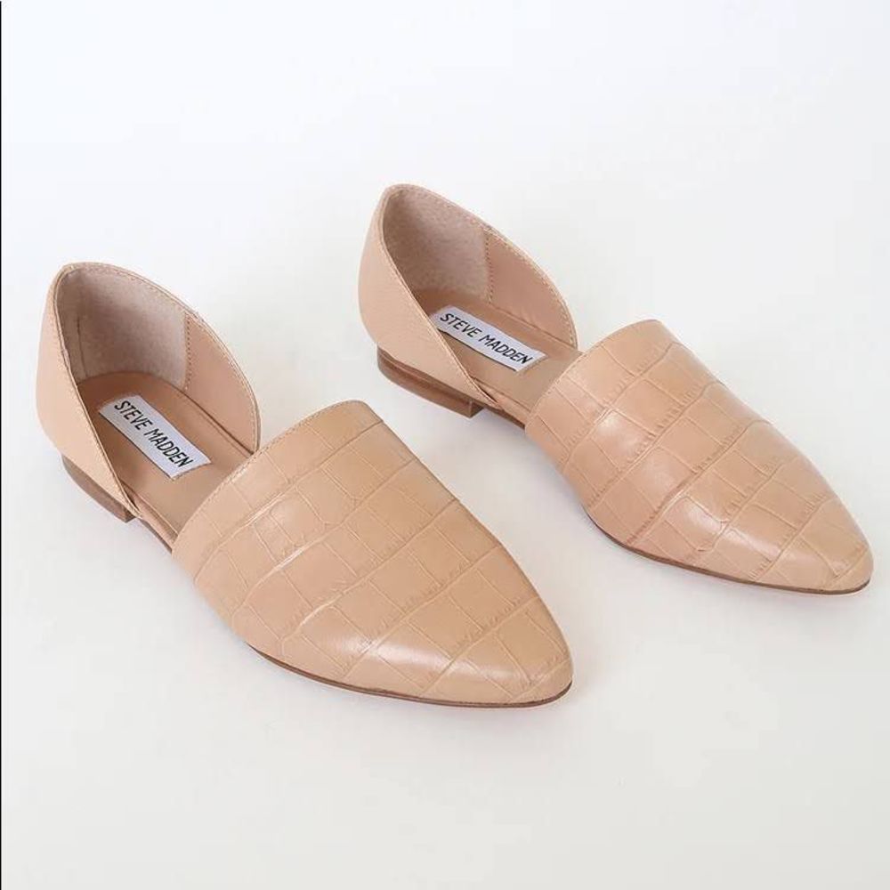 Steve Madden talent dorsay croc tan flats size 7.5 leather